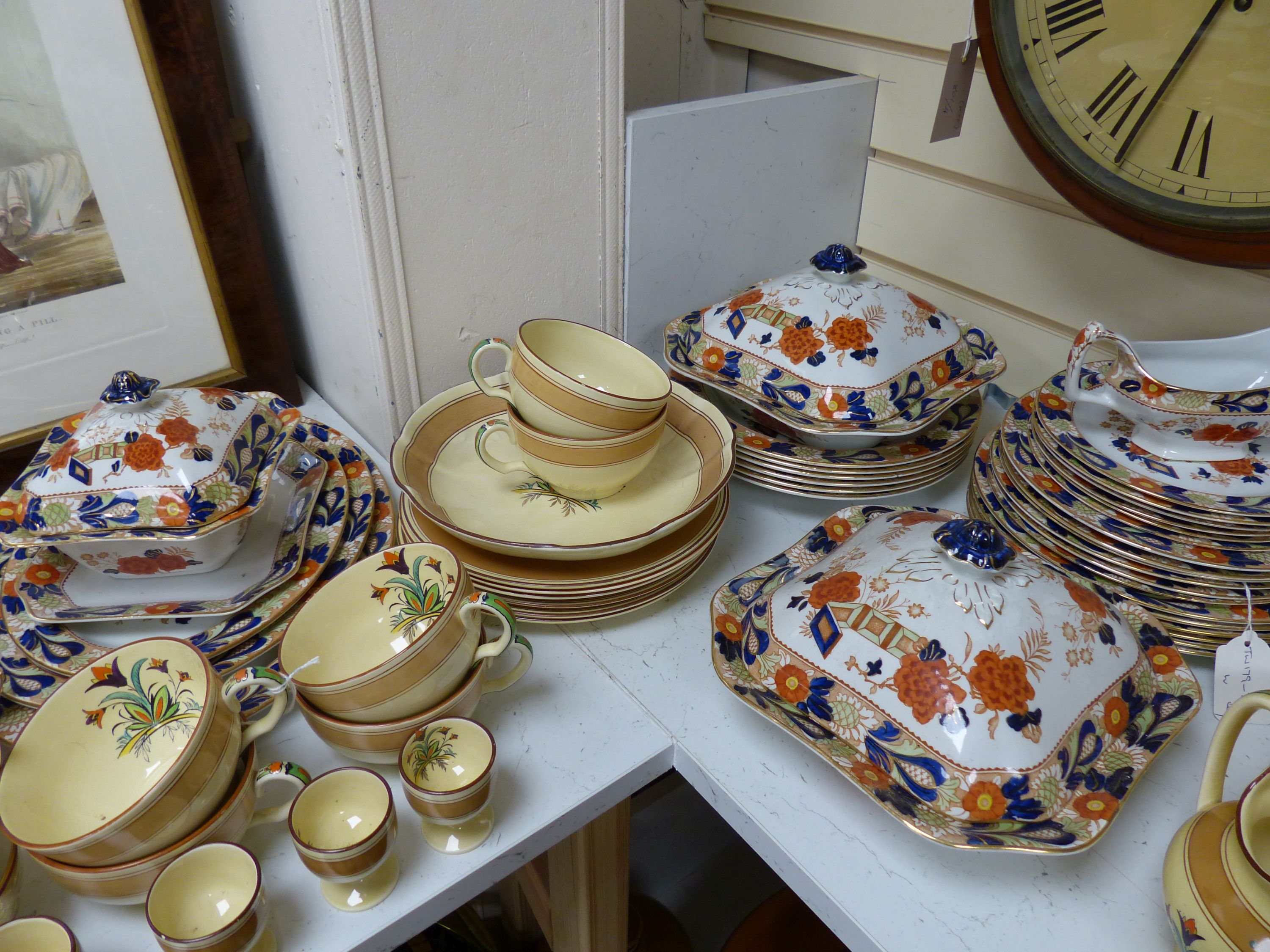 A Mintons breakfast set, a Minton part dinner service and a Woods floral-patterned part dinner service